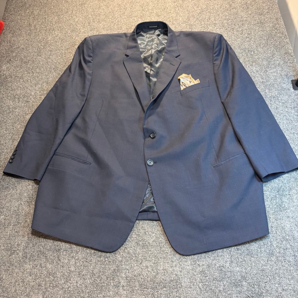 Pronto Uomo Platinum Mens 52R navy Blue Wool Blazer Suit Jacket Executive Fit